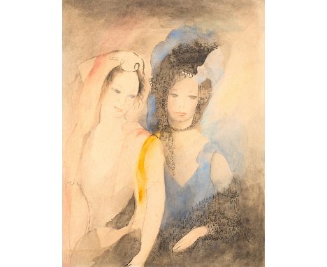 MARIE LAURENCIN (FRENCH 1883-1956) Portrait de femmes,  watercolor, ink and pencil on paper 44.5 x 35.5 cm (17 1/2 x 14 in.) 