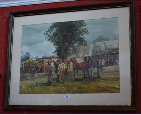 Michael Crawley The Horse Fairsigned, titled to verso, watercolour, 41.5cm x 58cm    Condition Report:  The watercolour in go