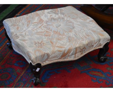 A large Victorian mahogany foot stool, cabriole legs, c.1850