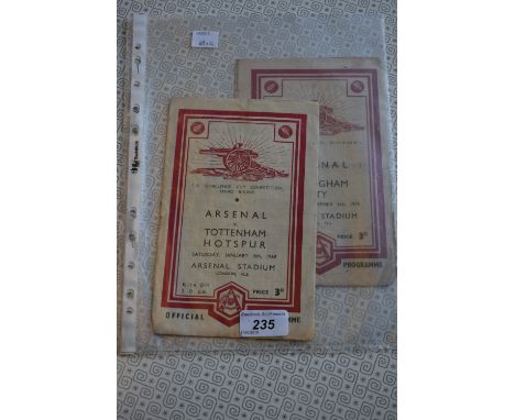 Football Programmes - Arsenal v Birmingham City 6/11/48; Tottenham Hotspur 8/1/1949 (2)