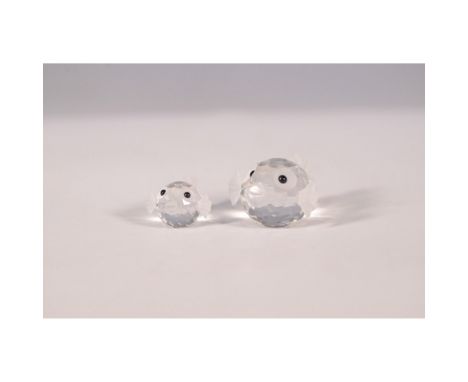 Retired Swarovski crystal blowfish pair from the South Sea theme. The Mini Blowfish (013960) and Small Blowfish (012724) feat