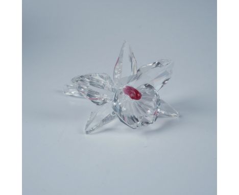 Elegant Swarovski crystal figurine depicting a Pink Light Centre Orchid from the Exquisite Accents theme group. Expertly craf
