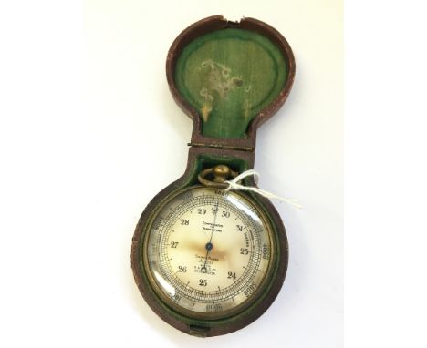 A 19th century compensated pocket barometer by Short & Masons, London in original leather case.