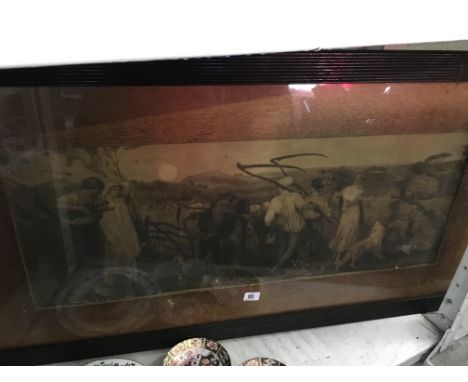 A late 19th century framed and glazed Pre-Raphaelite print (slight faults lower left): Pastoral Scene.