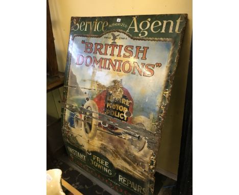 An early 20th century large enamel advertising sign: Eagle Star and British Dominions Empire Motor Policy depicting a large r