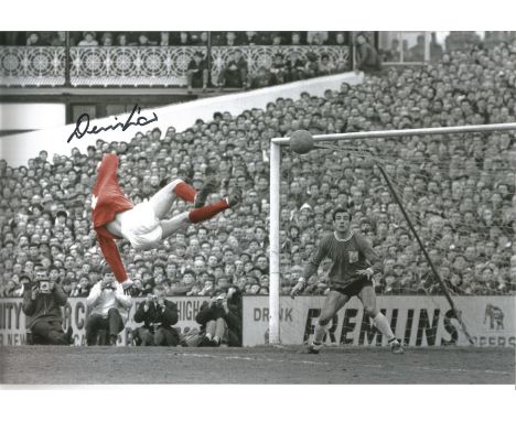 Denis Law signed 12x8 colourised photo. Scottish former footballer who played as a forward. His career as a football player b