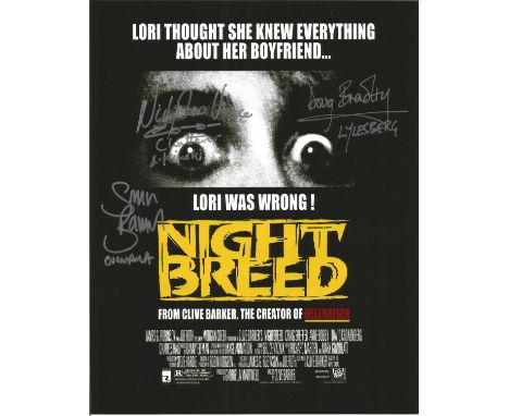 Nightbreed multi hand signed 10"x8" photo. This beautiful hand signed photo depicts a poster for Clive Barker's Nightbreed an