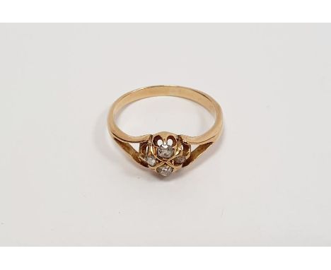 Georgian-style gold-coloured metal and diamond cluster ring&nbsp;set four stones&nbsp;