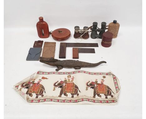 Assorted items to include binoculars, vintage tape measure marked 'Chesterman of Sheffield', hip flask, etc (2 boxes)