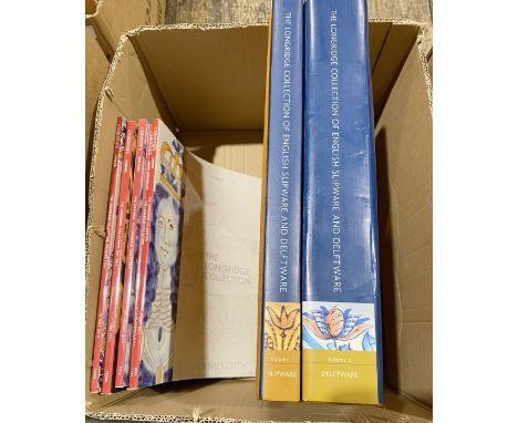 'The Longridge Collectionof English Slipware and Delftware', two vols, d-j, within slip case, and five Christie's Catalogues 