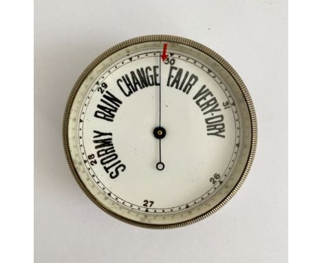 Edwardian silver-cased pocket barometer and cover, hallmarked Birmingham, 1905, maskers GY & Co, with white enamelled dial an