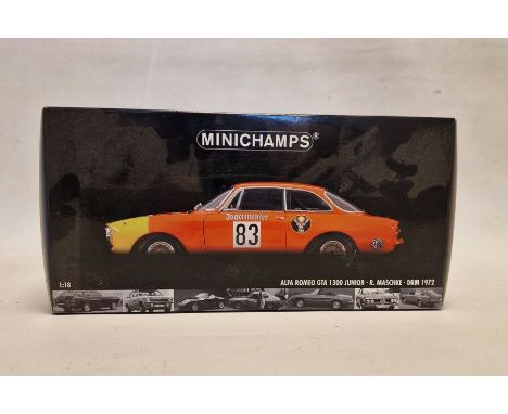 Boxed Minichamps 1:18 scale diecast model Alfa Romeo GTA 1300 Junior R.Mascke DRM 1972Condition ReportOverall good condition,