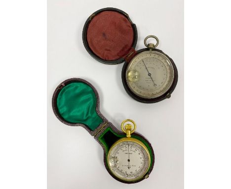 Swiss pocket barometer by EF Buchi & Sohne (Bern) and a Bonvalot (Dijon) example, each with silvered dial, the first in brass
