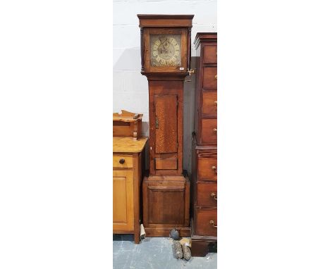 18th century oak 8-day longcase clock by Mark Metcalf of Askrigg, the 11" square brass dial with roman numerals and square da