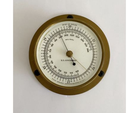US Government aneroid barometer&nbsp;by Taylor Instrument Companies of Rochester, NY, USA, bearing engraved brass plaque stat