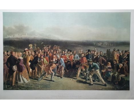 After Charles E WagstaffeColour engraving "The Golfers, a grand match played over St Andrews Links", 62.5cm x 92cm, framed an