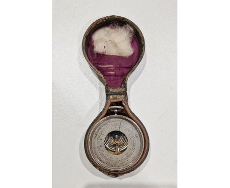 Late 19th century French chrome cased open faced pocket barometer by La Fontaine (Paris), &nbsp;with skeleton face, with Pala