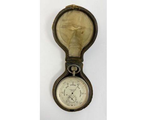 Late 19th/early 20th century silver cased F Barker & Son (London) pocket barometer, the engine turned case hallmarked London 