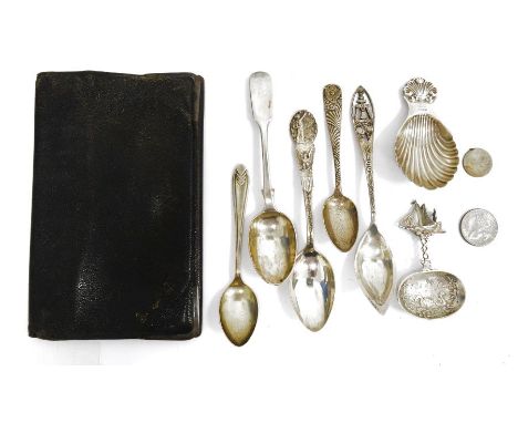 Contemporary silver caddy spoon with scallopshell bowl, in Georgian-style, Birmingham assay, a possibly Dutch silver-coloured