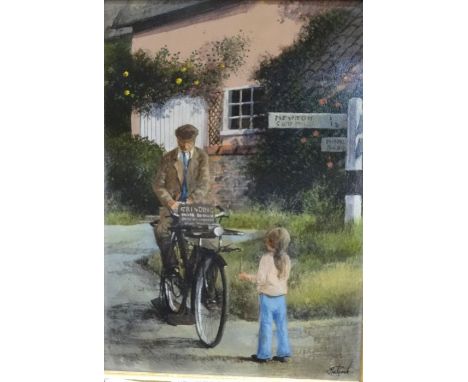 Clive Madguick Oil on board"Mr Griggs the Knife Grinder", signed lower right, Nemal Galleries label verso, 16.5cm x 11.5cm 
