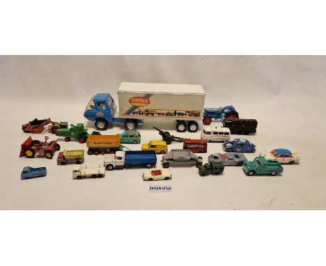 Collection of playworn diecast models to include Crescent toy tractor, Dinky Toys 135 Triumph 2000, Tonka truck, Matchbox Kin