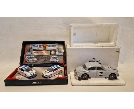 Model Icons 1/18 scale diecast model of Jaguar Mark 2 together with Fly Models&nbsp;Team Alfa Romeo Espana two x car Alfa 147