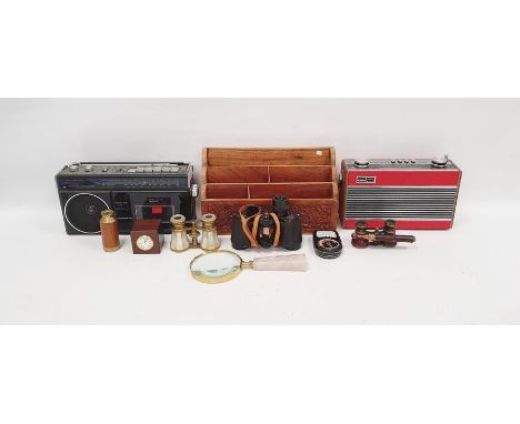 Roberts transistor radio, a Roberts transistor radio&nbsp;with cassette player, a wooden letter rack,&nbsp;a pair of Zenith 6