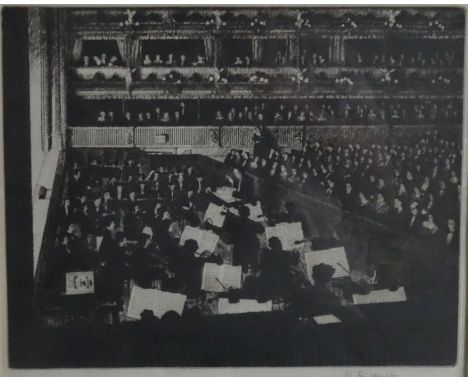 After W FaircloughPair black and white etchings Orchestras, signed in pencil lower right, 24cm x 29.5cm approx. and a colour 
