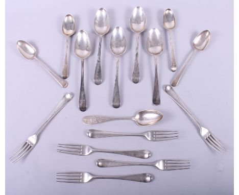 A selection of Old English pattern silver flatware, 27.3oz troy approx