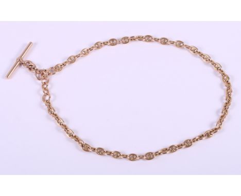 A 15ct gold "Gucci" link Albert chain with 9ct gold T-bar, 33.4gCondition: overall good condition, chain (minus detachable T 
