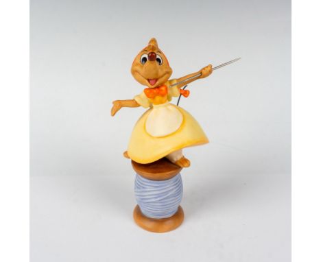 Porcelain figure Suzy Mouse standing on a spool of thread with needle in hand, ready to assist Cinderella 6.25"H. Walt Disney