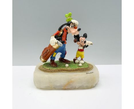 Limited Edition, Signed. A charming figurine featuring Mickey swinging his golf club while Goofy assists him as his caddy, al