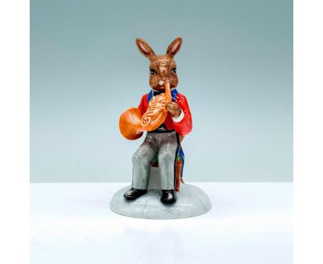 Limited Ed. Royal Doulton Bunnykins Figure, French Horn Player DB395. The figure depicts a brown bunny rabbit playing a Frenc