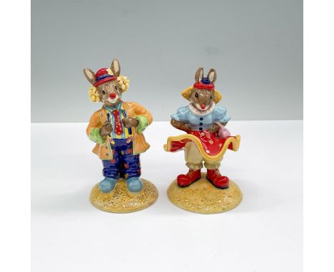 Glossy porcelain duo, exclusively for the Royal Doulton International Collectors Club, includes: Clarissa the Clown Bunnykins