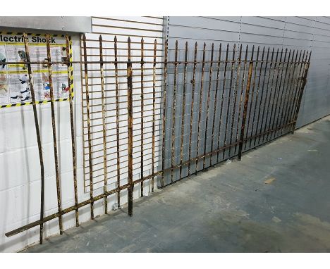 Large quantity of 19th century iron railings with spiked tops, with gate, approx 154.5cm high, in assorted length sections 