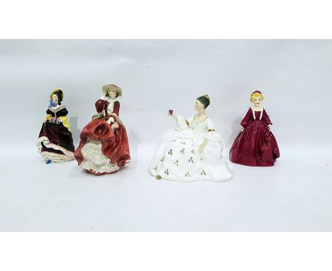 Royal Worcester F G Doughty figure 'Grandmother's Dress', Doulton figure 'Top O'The Hill', Coalport figure and another Doulto