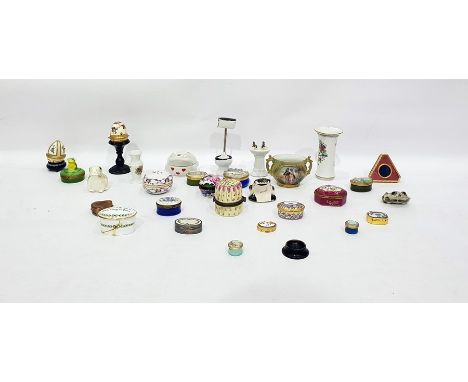 Basket of assorted decorative china wares to include Herend vase, ornamental toilet and cistern, lidded pot in the form of a 