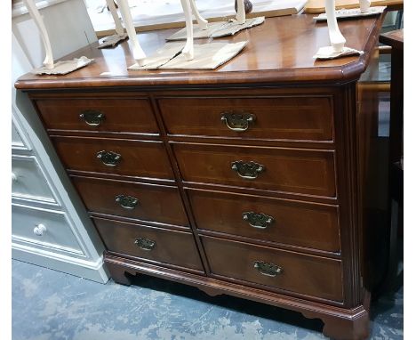 White painted chest of two short over three long drawers, to plinth base, 87cm and a modern TV cabinet (2)