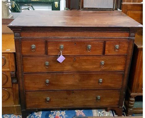 Late 18th/early 19th century mahogany chest of drawers having a rising cover over three short and three long graduated drawer
