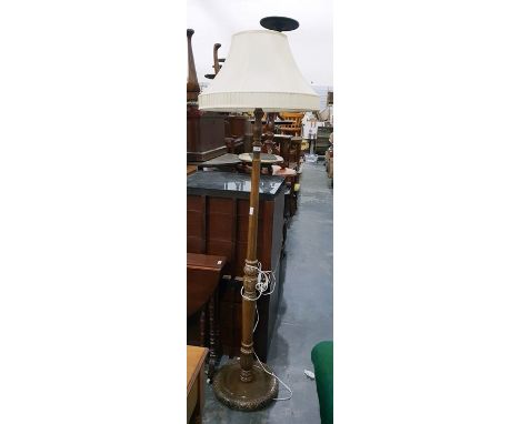 20th century turned and fluted standard lamp on circular turned and carved base
