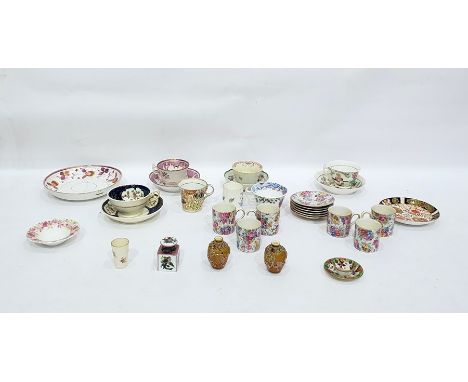 Quantity 19th century English china cups and saucers, porcelain tea bowl, Chintz cups and saucers and other small decorative 