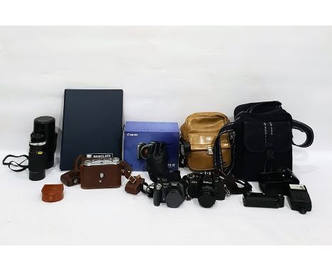 Canon AE1 camera, Canon digital camera, lens, AGFA camera and other camera items 