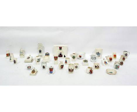 Collection of crested china pots and other items including Carlton Arcadian and willow fire place 'There's No Place Like Home
