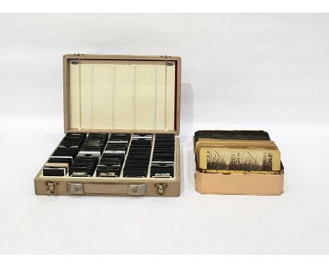 Large collection of glass slides, mainly topographical and a collection of vintage stereoscope slides including a roller coas