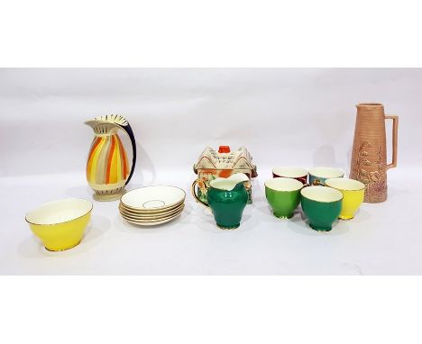 Quantity of china to include Price Kensington 'Springtime' moulded jug, Myott hand-painted jug, a Cottageware biscuit barrel 
