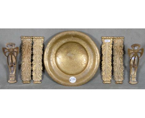 Konvolut Messing / Bronze. Deutsch 20. Jh.. Darunter Schale, Applikationen, H=4 bis 22 cm.  