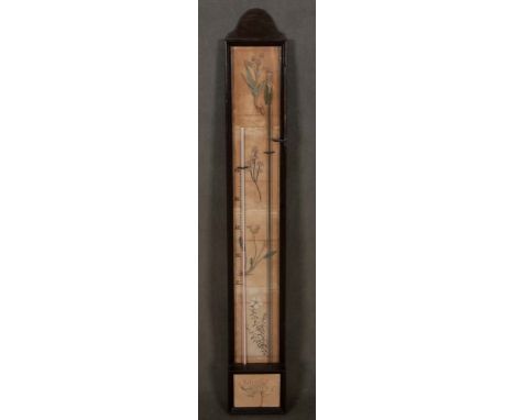 Barometer. Wohl England 19./20. Jh. Holzgehäuse, im Innenfeld colorierte Stiche von William Curtis (1746-1799), H=103 cm, B=1