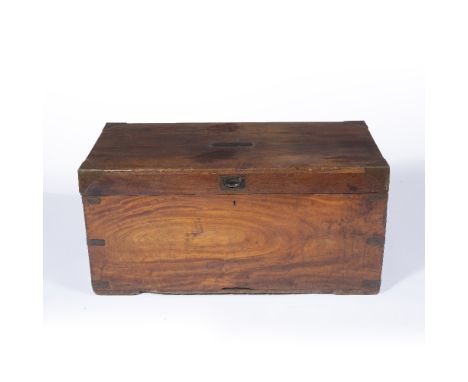 Camphor wood trunk 19th Century, with brass carrying handles and mounts, 52cm x 102cm x 50cm