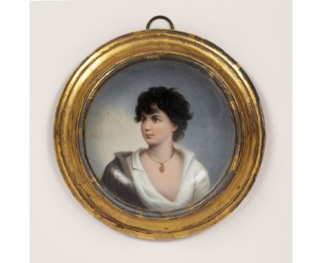 Concave portrait miniature  19th Century, unsigned, in gilt frame, 10cm 