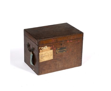 Box with retailer's label 19th Century, reads 'Widdowson &amp; Veale Goldsmiths' and brass plaque to the front reading 'H. R.